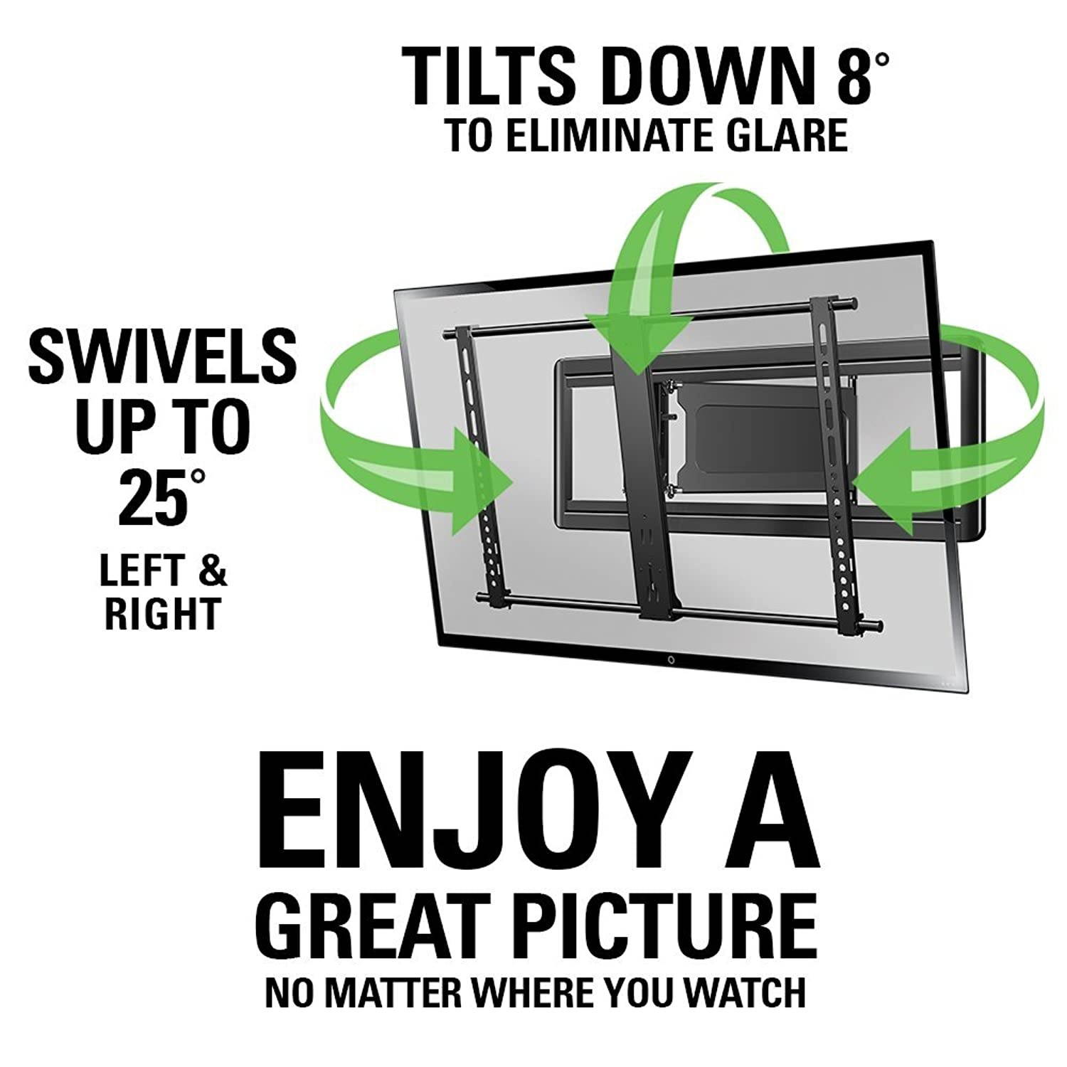 Sanus Premium Full Motion Super Slim TV Wall Mount Bracket for 40" 84" TVs Holds Your TV Only 1.86 from The Wall Features 8 of Tilt, 50 of Swivel, 13.5 of Extension VLF613 B1, Black