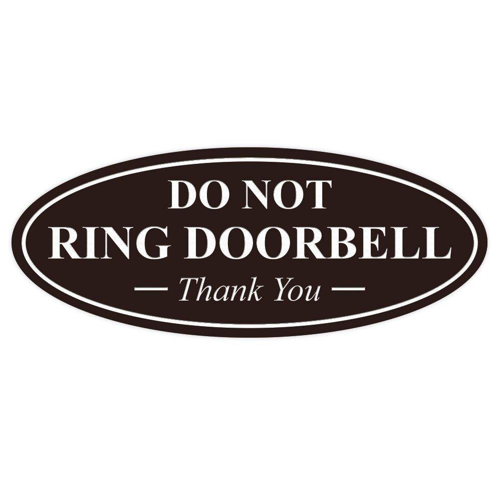 Oval DO NOT RING DOORBELL Thank You Sign - Dark Brown Medium