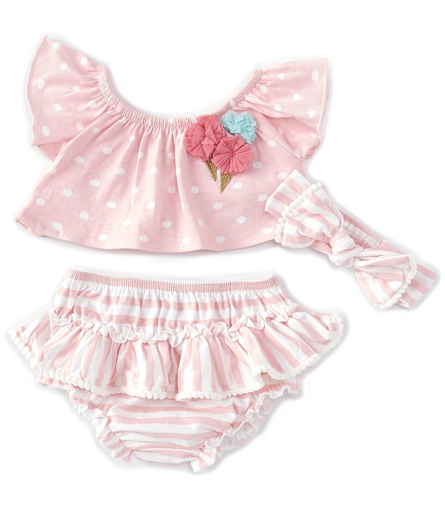 Baby Starters Baby Girls 3-24 Months Polka-Dot Swing Top & Striped Skirted Bloomer Set