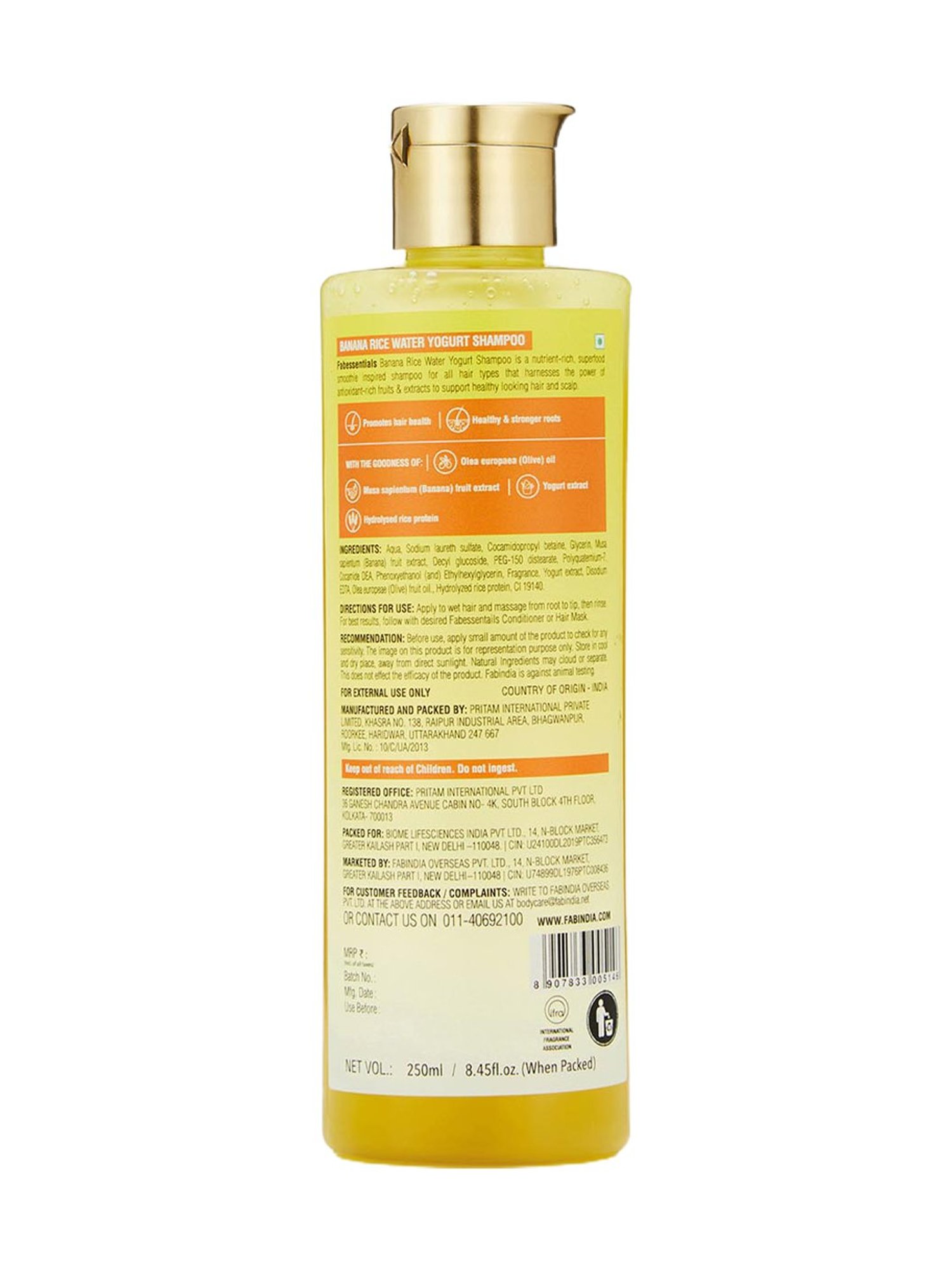 Fabessentials Banana, Rice Water & Yogurt Shampoo - 250 ml