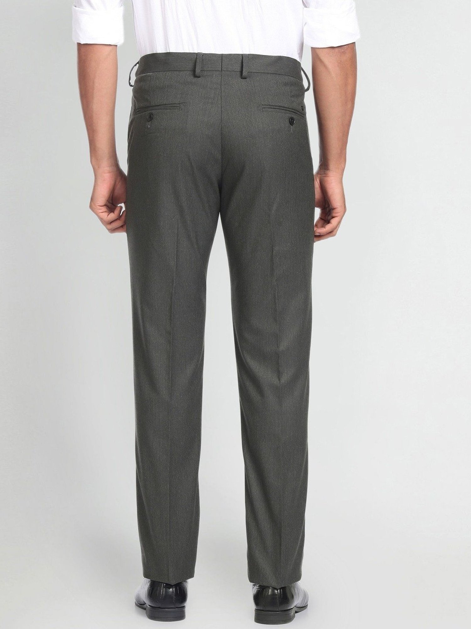 Arrow Grey Regular Fit Texture Trousers