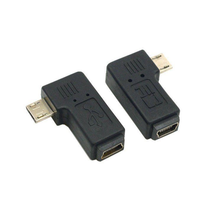 2pcs 90 Degree Left & Right Angled Mini USB 5pin Female to Micro USB Male Data Sync Power Adapter
