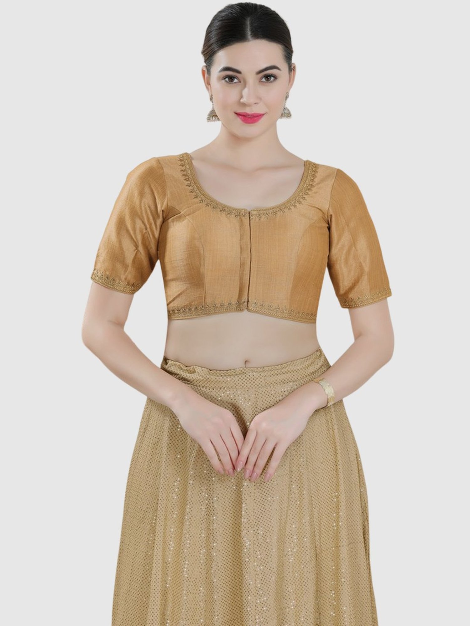 Salwar Studio Beige Embroidered Blouse