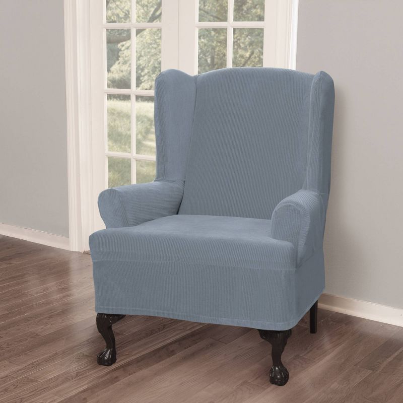 Collin Wingchair Stretch Slipcover Blue - Zenna Home