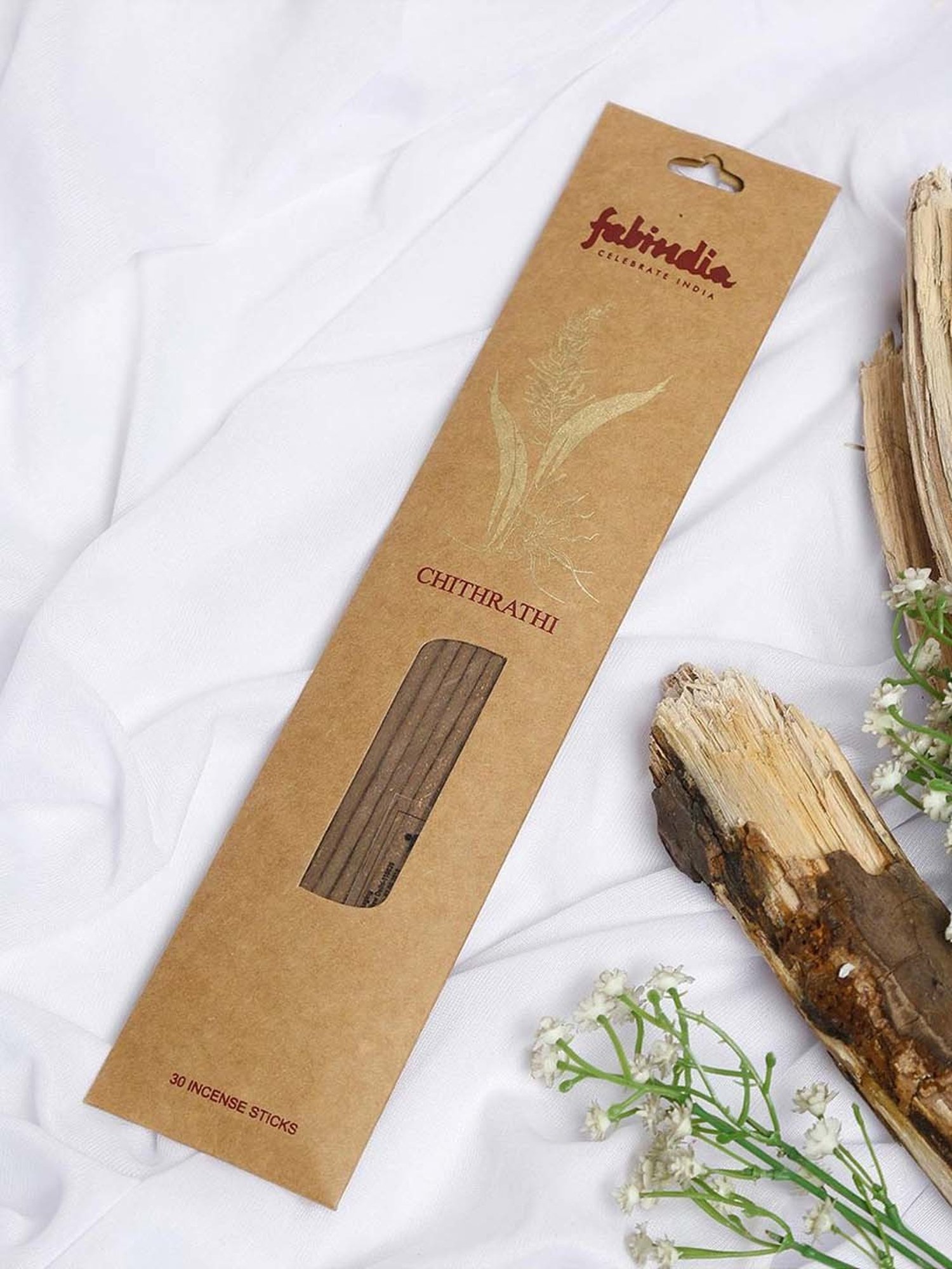 Fabindia Home Standalone Brown Wood Chitrathi Incense Sticks - Set of 30