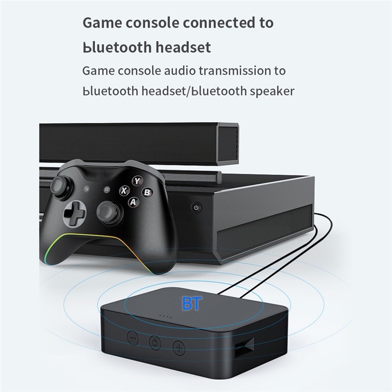 T6 Multi-Function bluetooth Transmitter Audio Adapter HIFI Noise Reduction BT5.0 AUX-In TF Card Coaxial Optical Fiber SPDIF  Audio Transmitter-Black