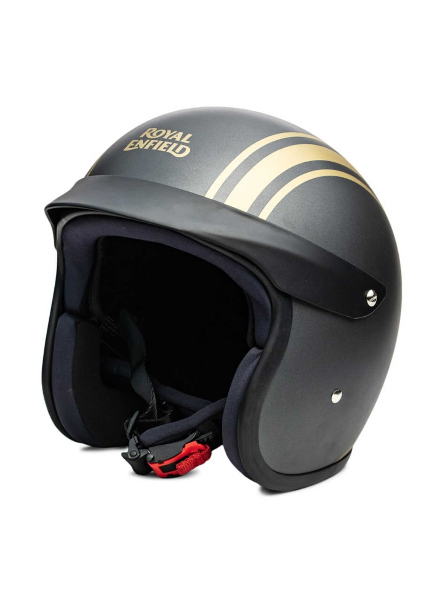 Royal Enfield Athena Grey Striped Open Face Helmet - M