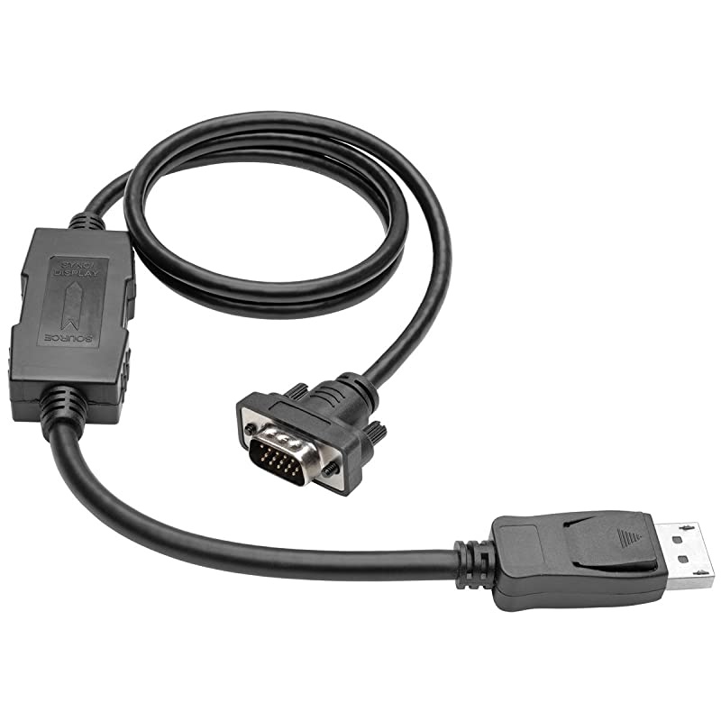DisplayPort to VGA Active Cable Adapter, DP to HD15 (M/M), DP2VGA, 1080p, 10 ft. (P581-010-VGA), Black