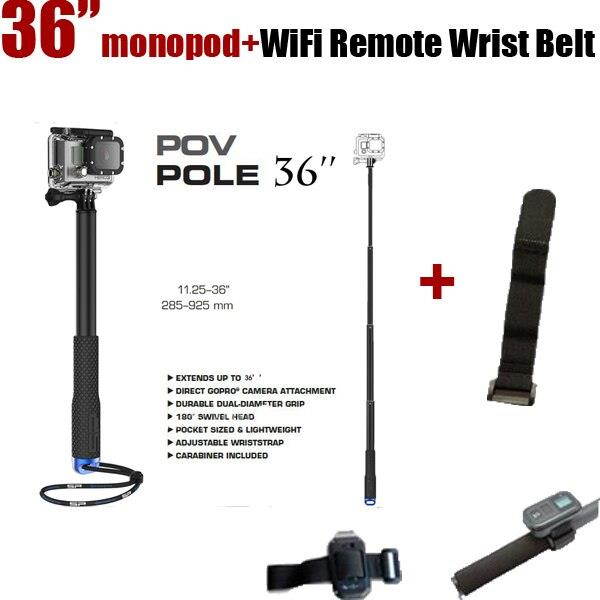 NEW Selfie stick Monopod gopro 36'' Aluminum sj4000 monopod go pro + WiFi Wrist Belt for Gopro monopod  Accessories Hero3 3+ 4
