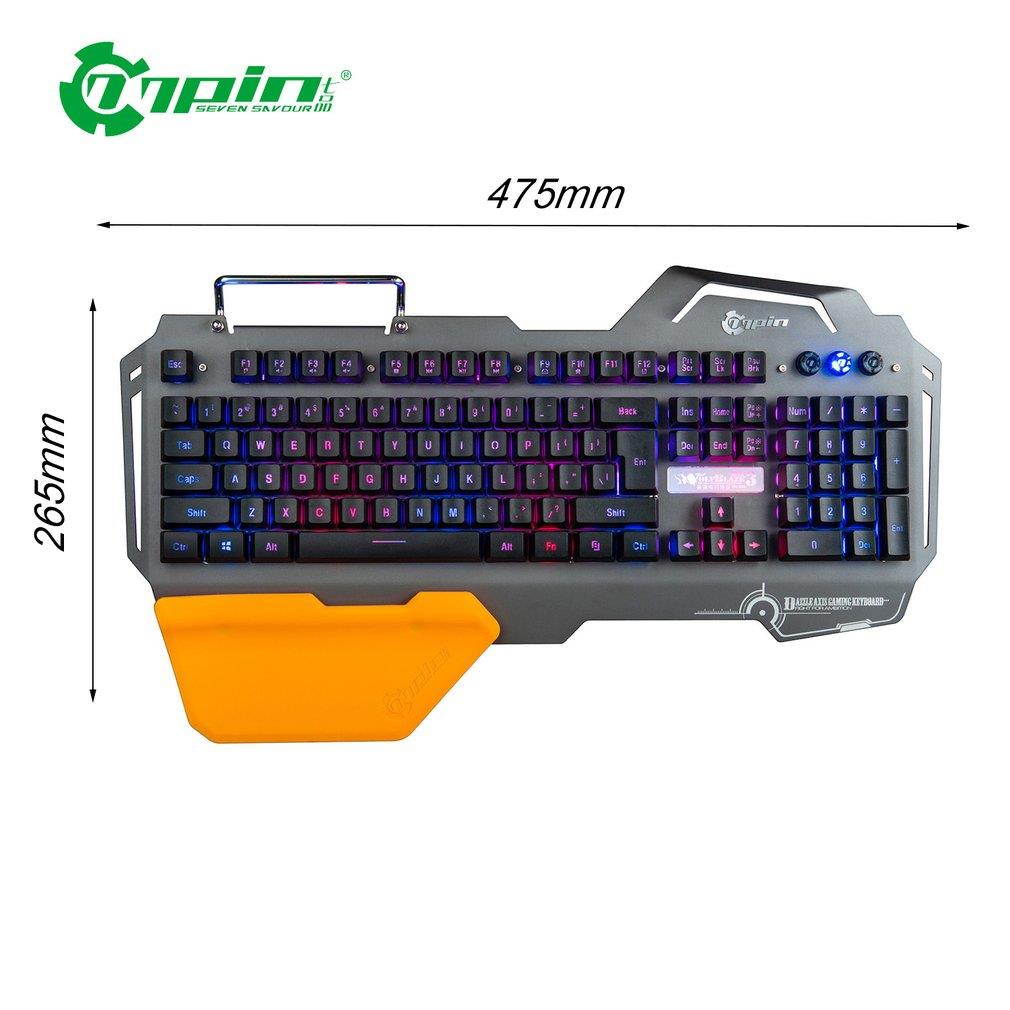 PK820 Membrane Keyboard Aluminum Alloy Panel Backlight Wired Gaming Keyboard