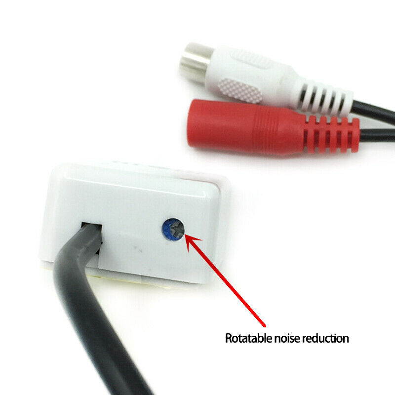 CCTV Camera Audio Microphone RCA DC High Sensitivity Gain Stick-on Mic for DVR RCA Output DC Power in Amplified Microphone Adjustable Gain Control Rotatable Noise Reduction US STOCK