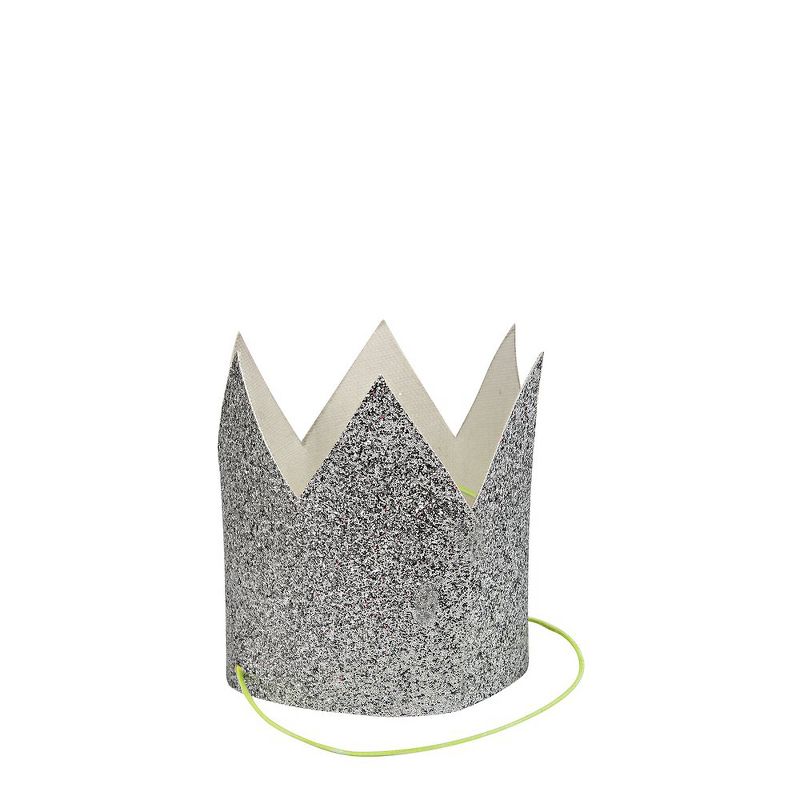 Meri Meri - Mini Silver Glitter Crowns - Wearable Party Accessories - 8ct