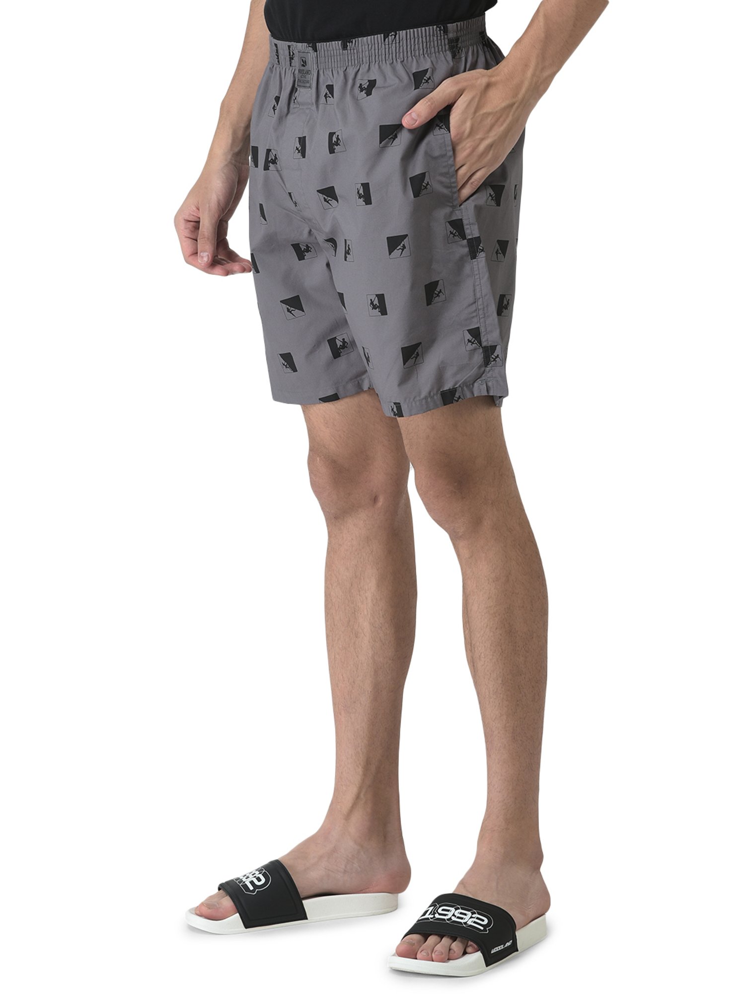 Woodland Dark Grey Printed Shorts