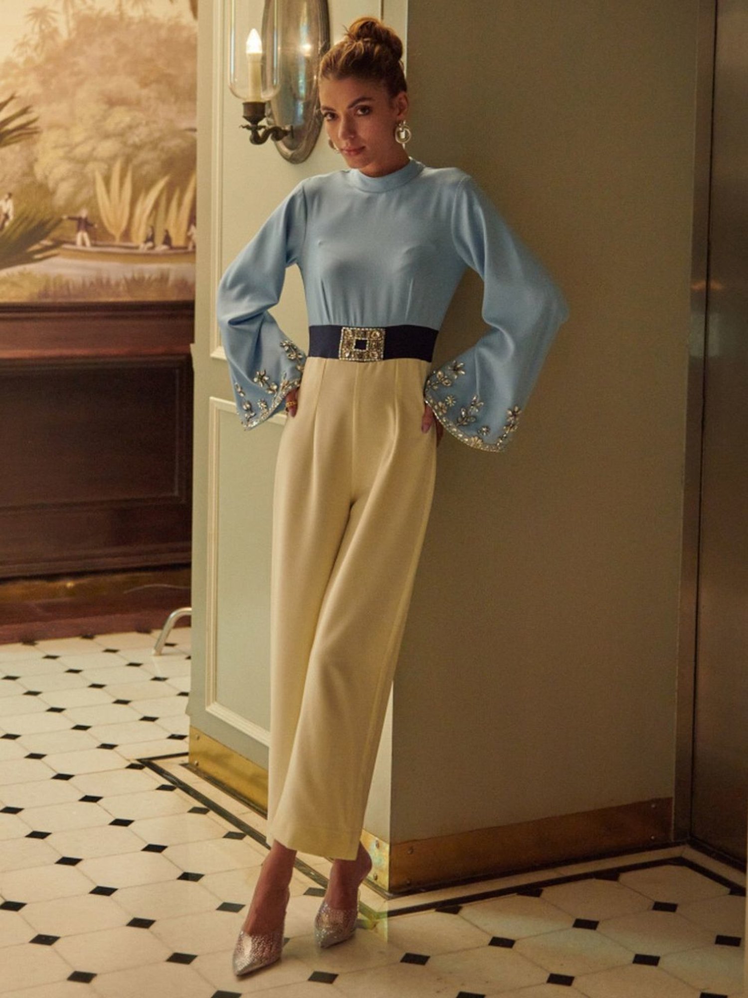 Cin Cin Blue & White Audace Party Edit Kristine Jumpsuit