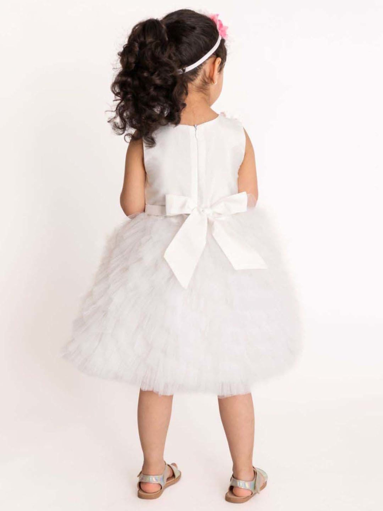 A Little Fable White & Pink Applique Dress