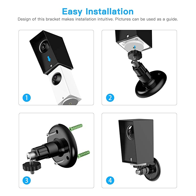 with Wyze Cam Pan Wall Mount, Weather Proof Anti-Sun Glare and UV Protection Outdoor/Indoor Adjustable Bracket with Protective Skin Case for Wyze Cam Pan 1080p Security Camera