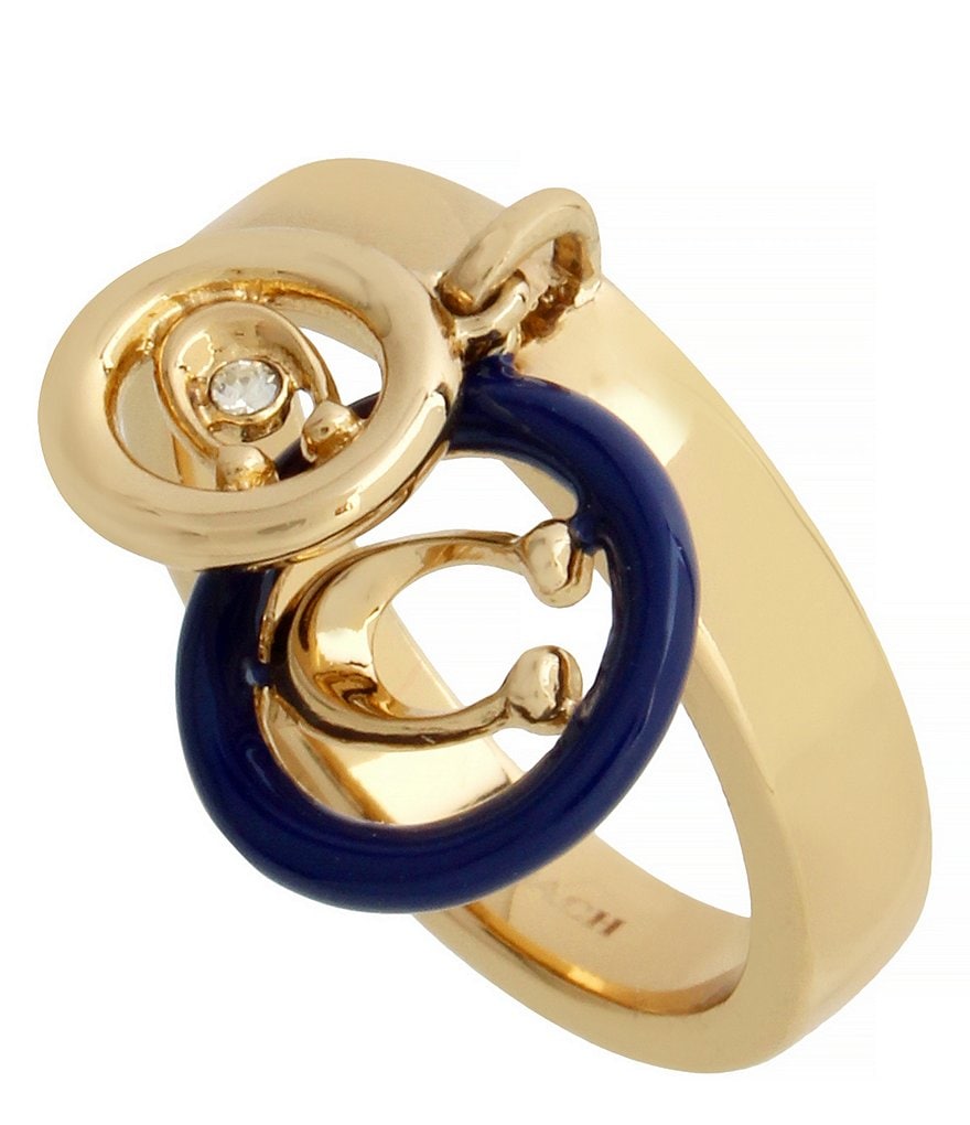 COACH Signature C Enamel Charm Ring