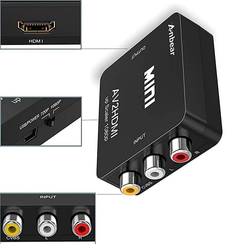 RCA to HDMI,  1080P RCA Composite CVBS AV to HDMI Video Audio Converter Adapter Supporting PAL/NTSC for PC Laptop Xbox PS4 PS3 TV STB VHS VCR Camera DVD