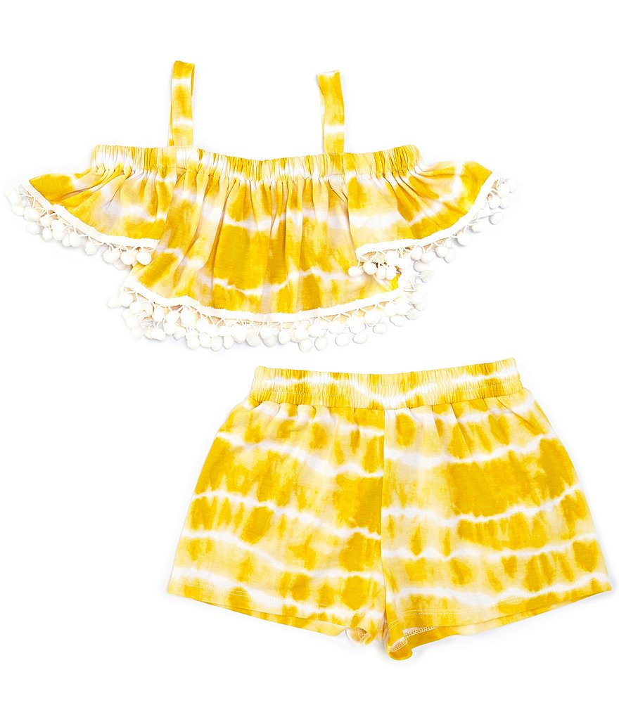 Ally B Big Girls 7-16 Flutter-Sleeve Dotted Top & Shorts Set