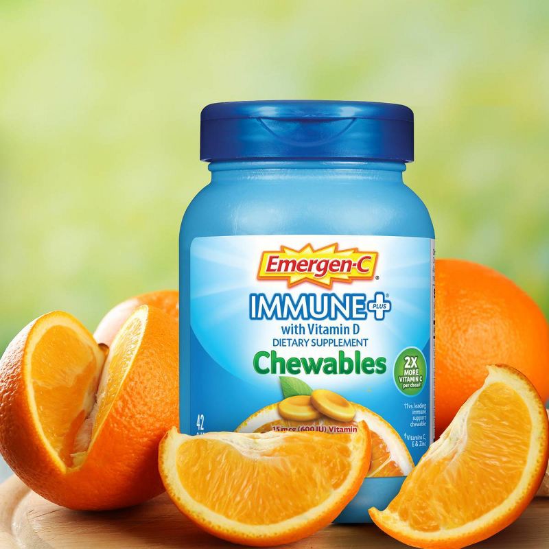 Emergen-C Immune+ Dietary Supplement Chewable Tablets with Vitamin D - Orange Blast - 42ct