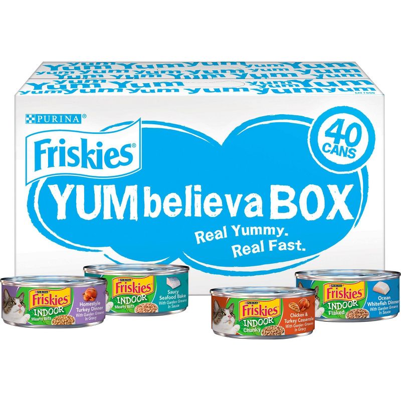Friskies Yum Believa-Box Stoppable Indoor Adventures Wet Cat Food Variety Pack - 5.5oz/40ct