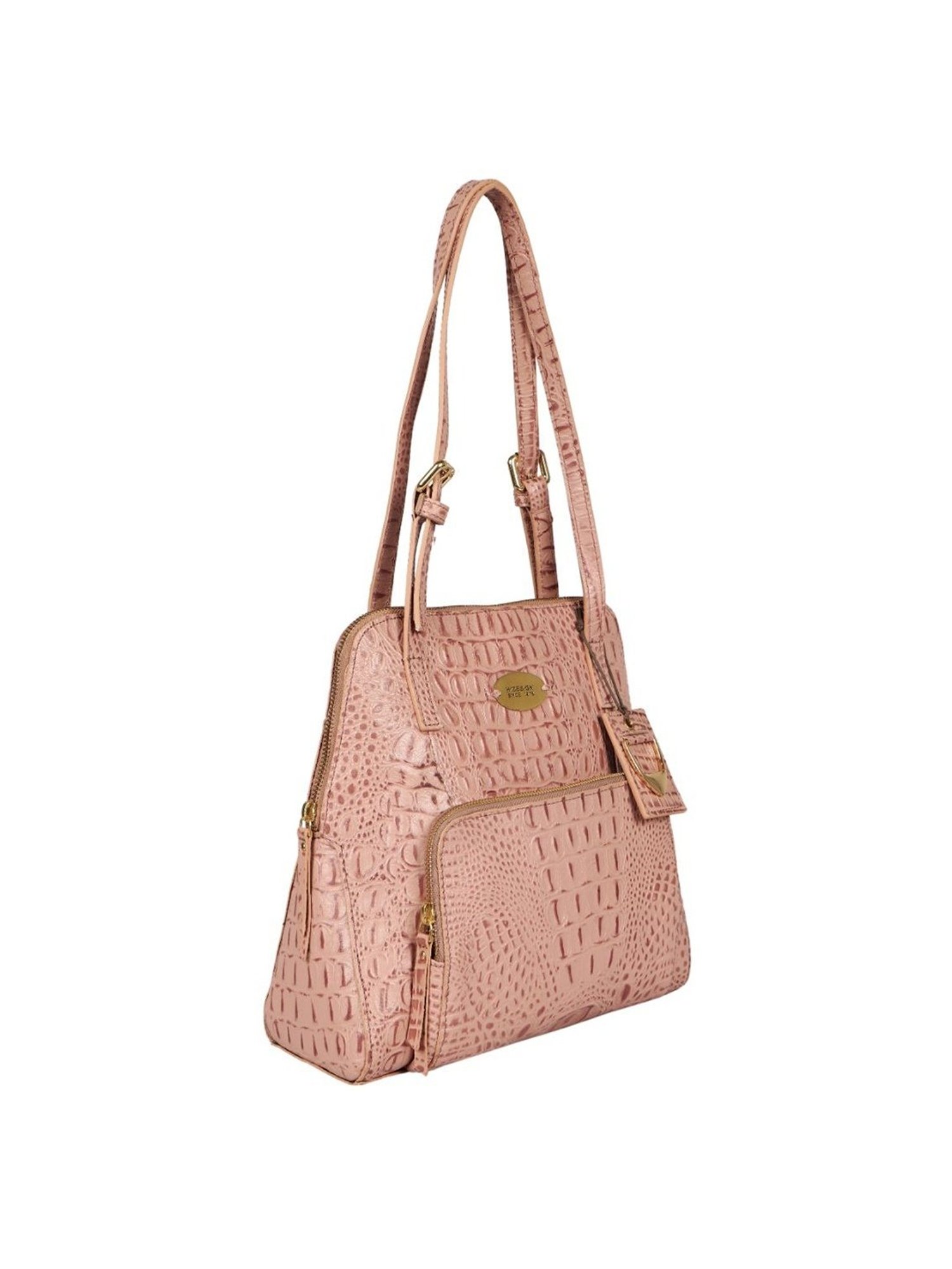 Hidesign Pink Textured Medium Shoulder Handbag