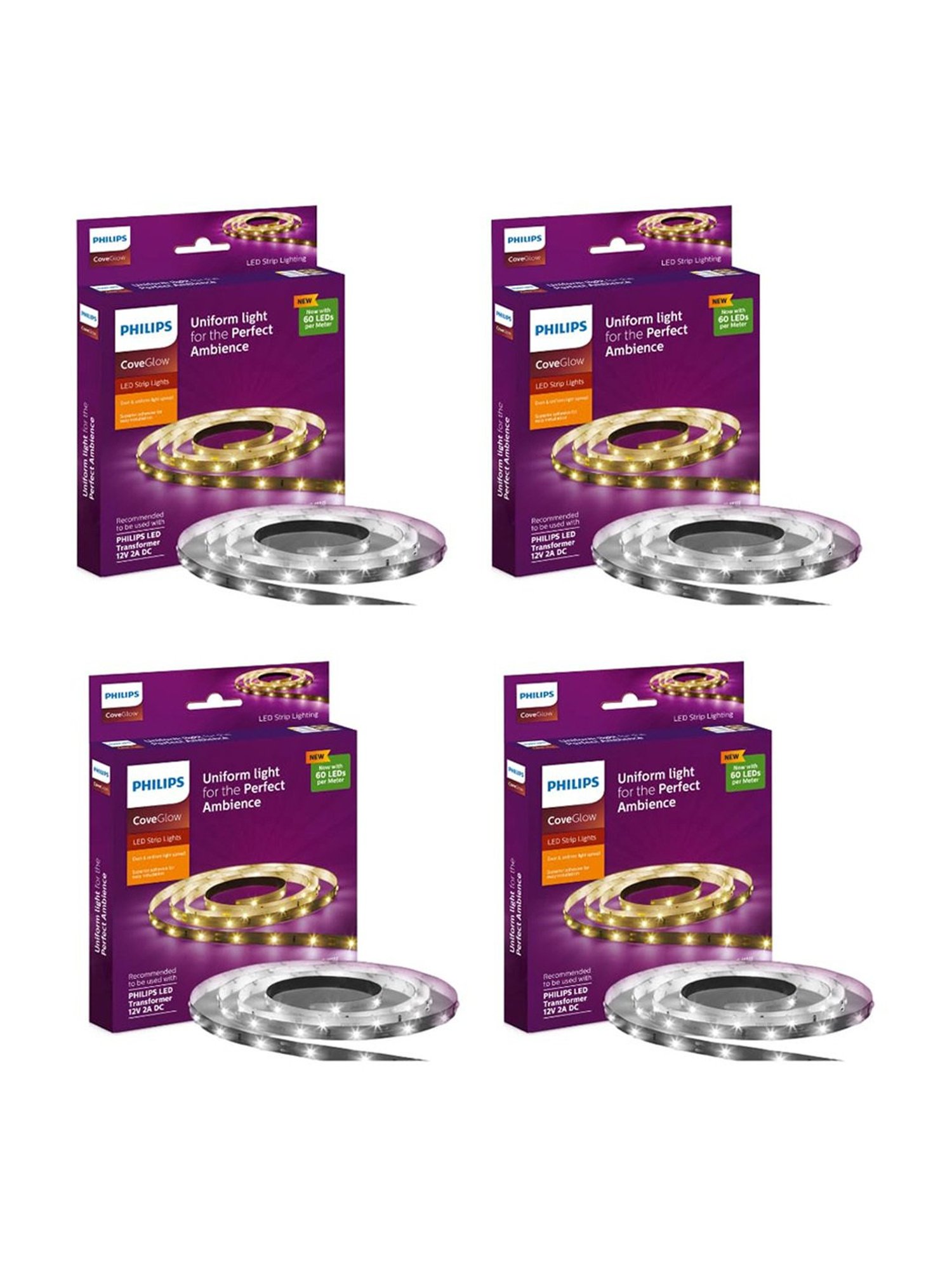 Philips LED Cove Light for Ceiling with 5 Mtr LED Strip for Home Decor Pack of 4 (Cool Day Light)