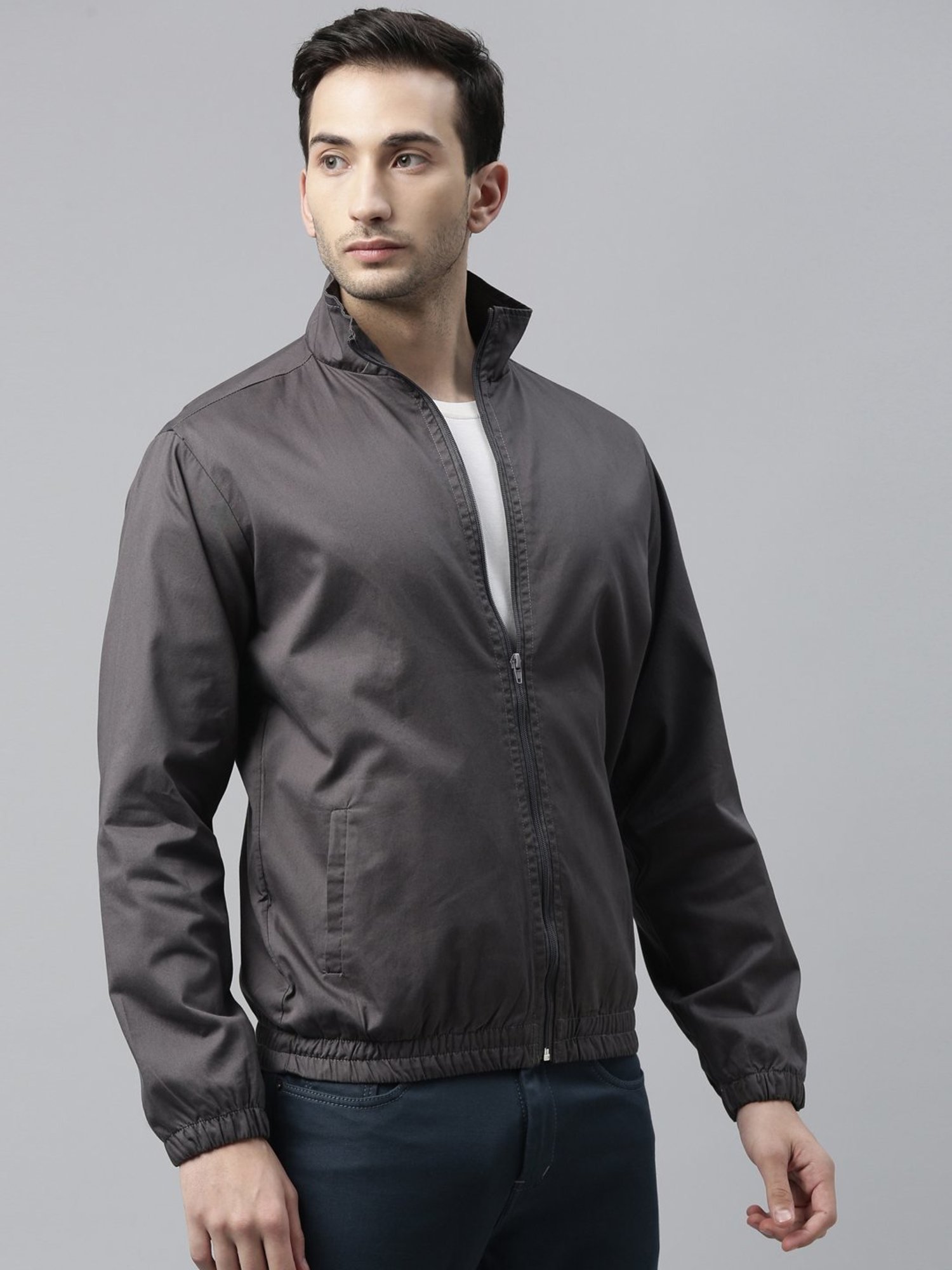 CINOCCI Grey Cotton Slim Fit Jacket