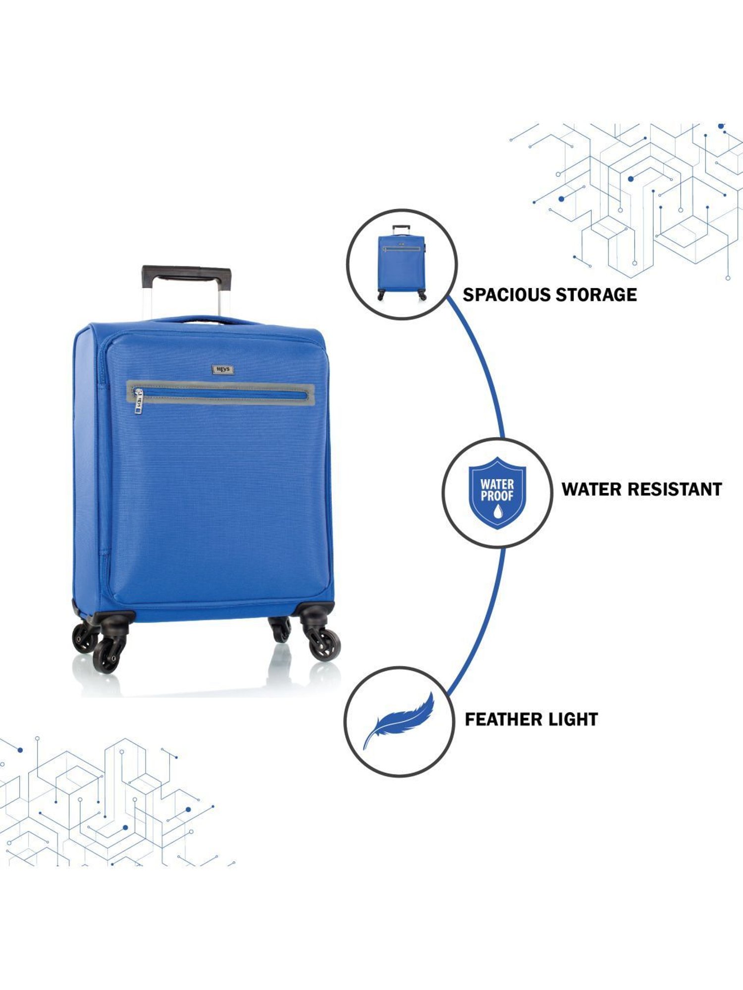 HEYS Xero G Blue Solid Soft Cabin Trolley Bag -21 cm