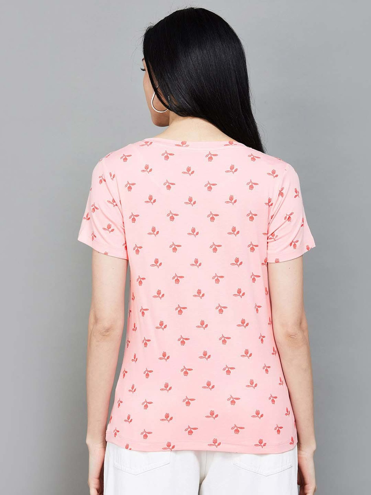Colour Me by Melange Pink Printed T-Shirt