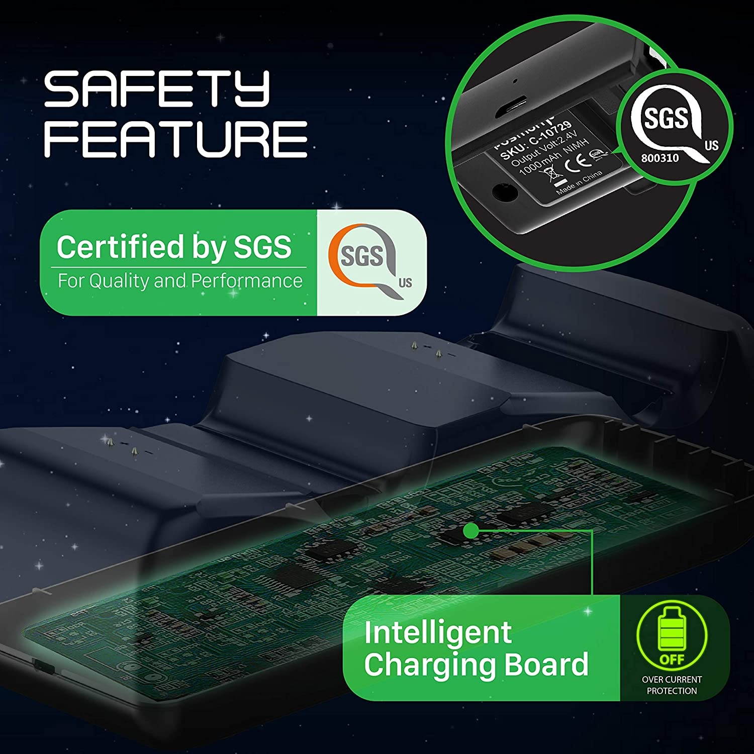 Fosmon Rechargeable Battery Pack Compatible with Xbox One/One X/One S Elite (Not for Xbox Series X/S 2020) Controller (2 Pack), Works with Fosmon Dock C-10659 / C-10709 / C-10738 / C-10751 - Black