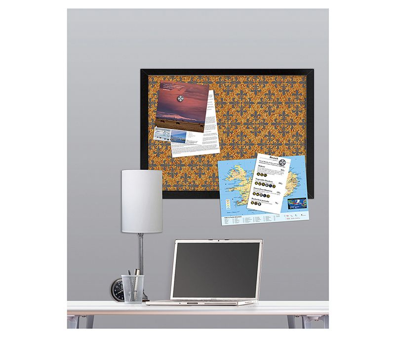 Wall Pops!  Cork Bulletin Board Black Frame 17" x 23" - Fleur-de-Lis