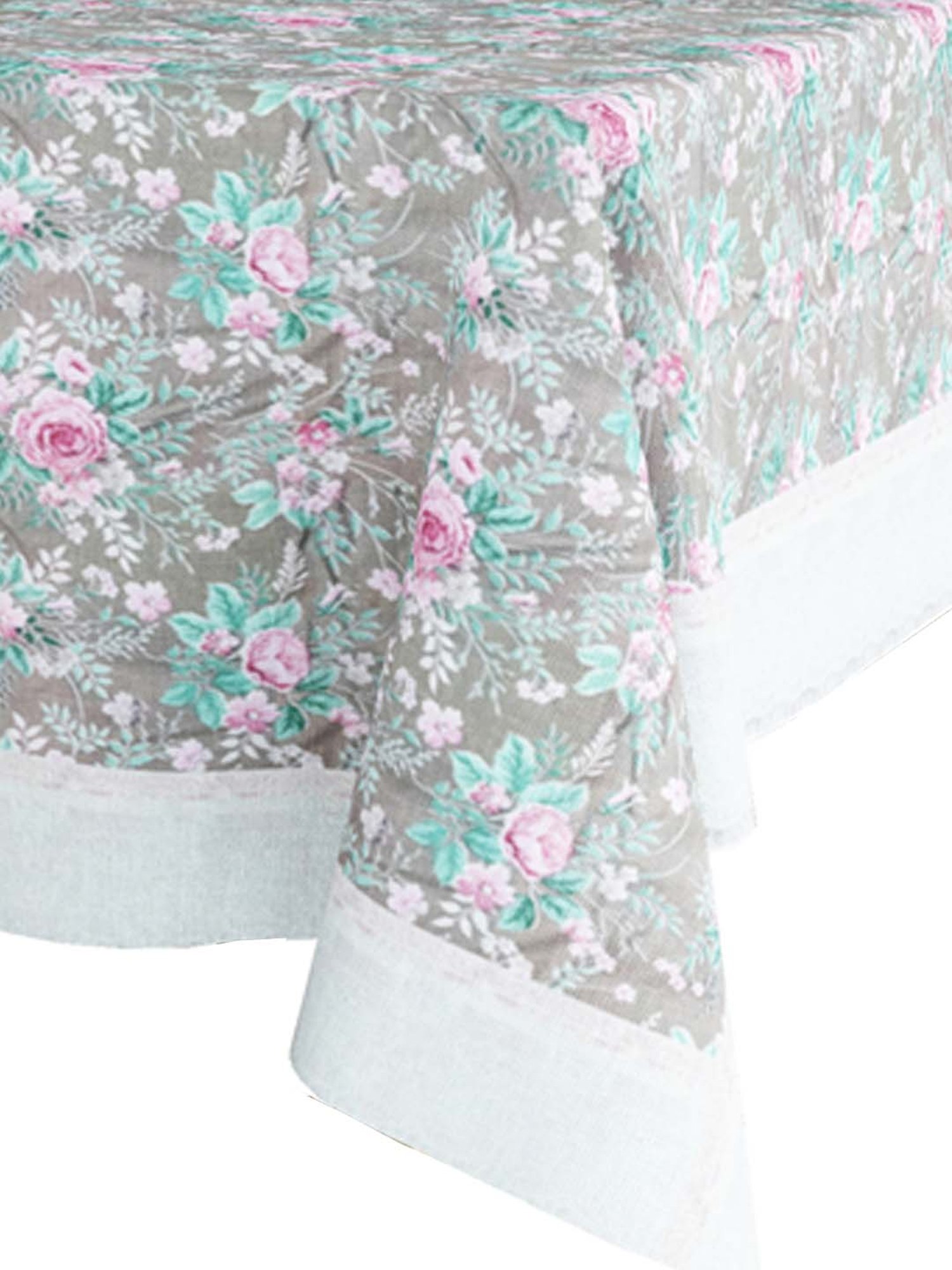 Bianca Grey & Pink PVC 6-Seater Rectangle Table Cloth - Set of 1