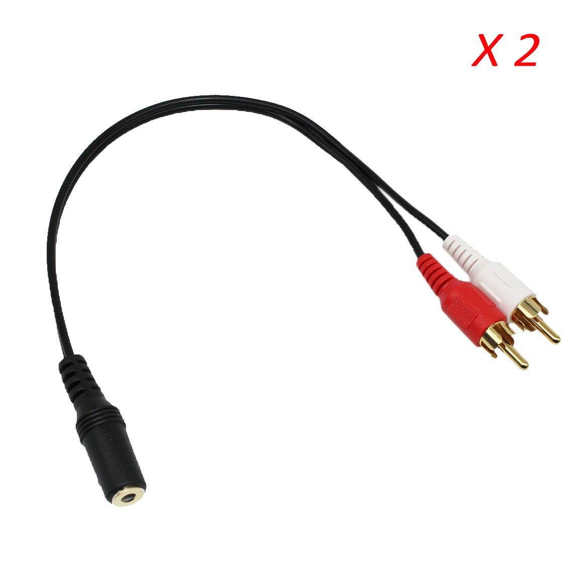 RCA to 3.5MM, VCZHS 2 x RCA Male to 1 x 3.5mm Stereo Female, Y-Cable (Pack of 2)