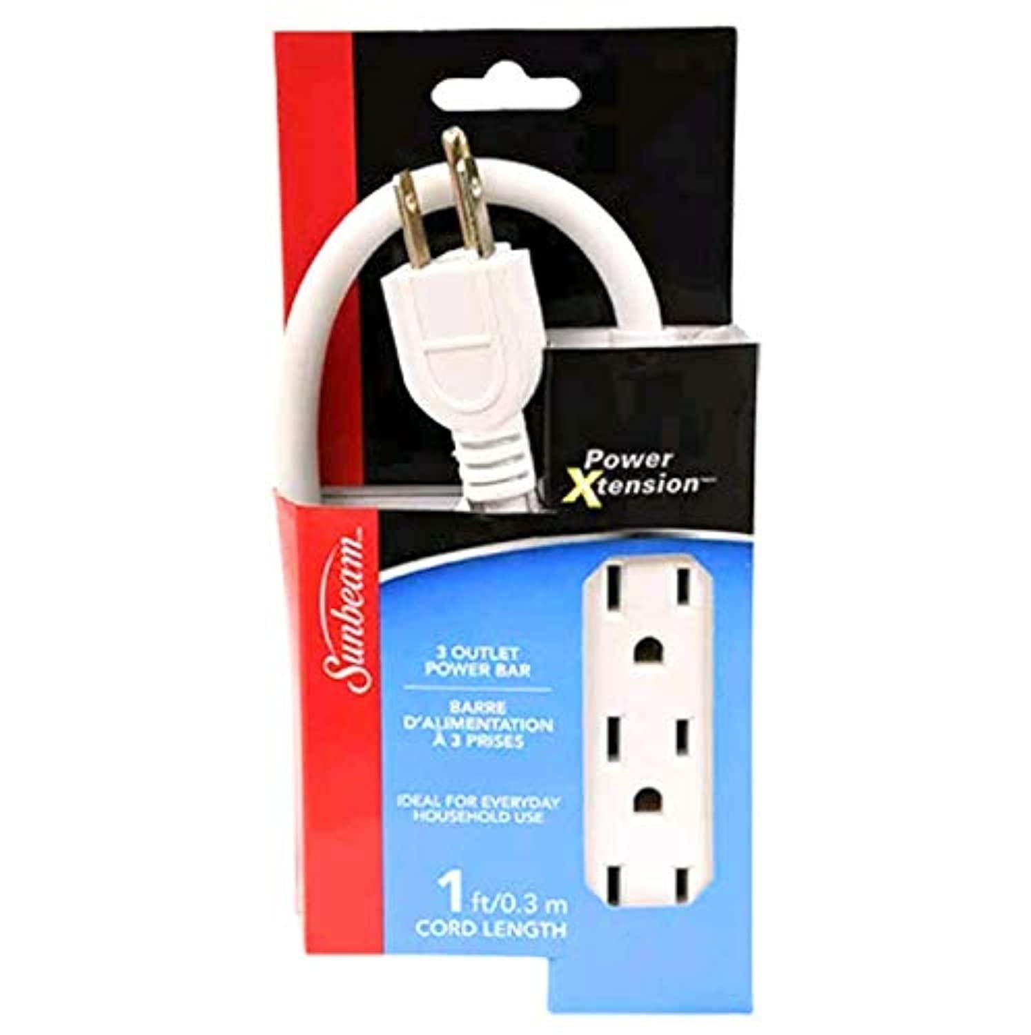sunbeam 3 outlet power bar extension cord