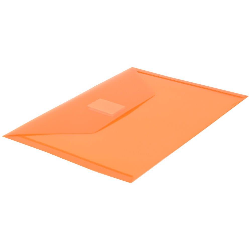 JAM PAPER Plastic Envelopes with Hook & Loop Closure - Index - 5 1/2 x 7 1/2 - Orange - 12/Pack