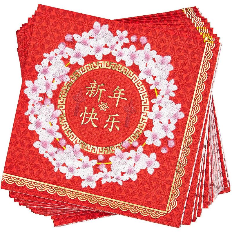 Sparkle and Bash 144 Piece Chinese New Year Disposable Party Supplies Serves 24 - Plate, Napkin, Cup & Cutlery