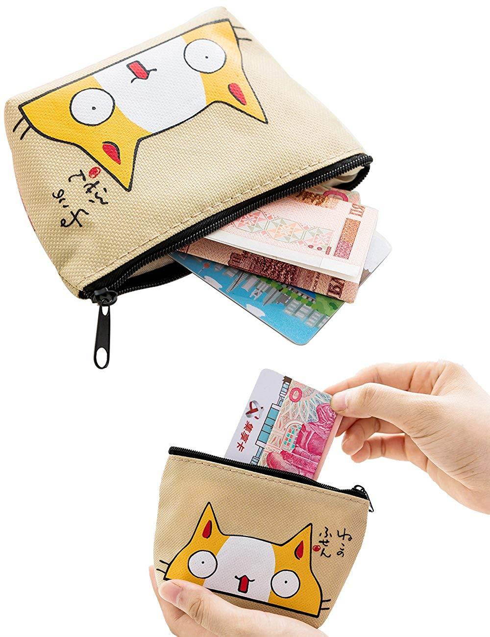 iSuperb Pack of 4 Canvas Coin Purse Change Cash Bag Zipper Small Purse Wallets