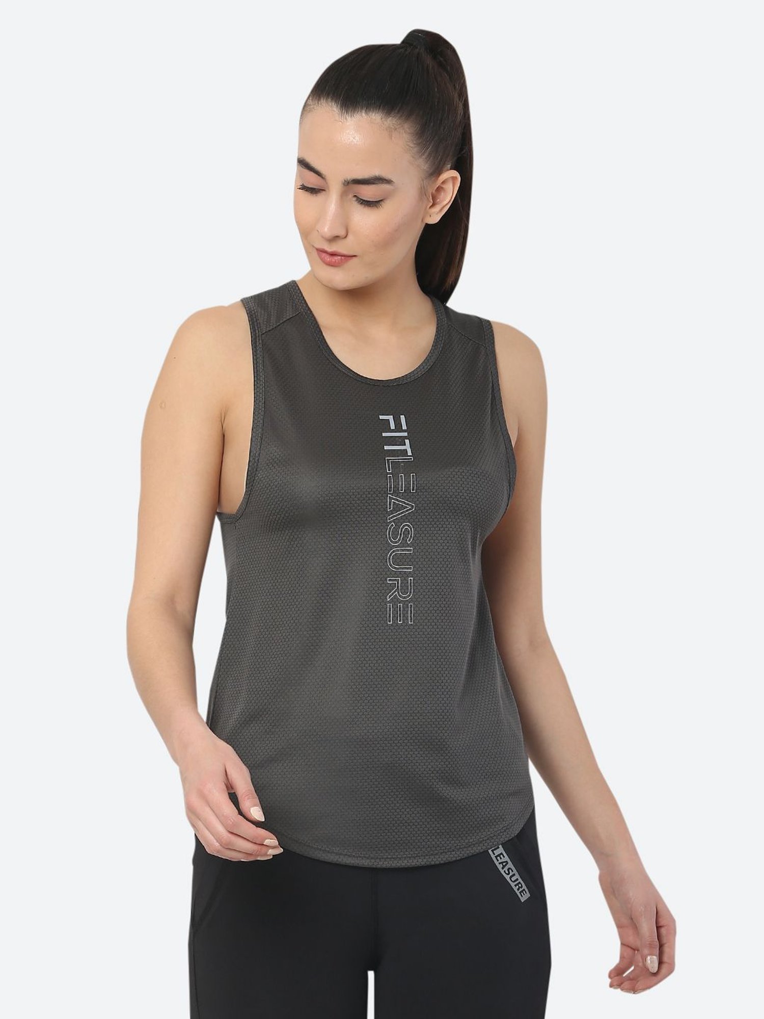 Fitleasure Grey Graphic Print Tank Top