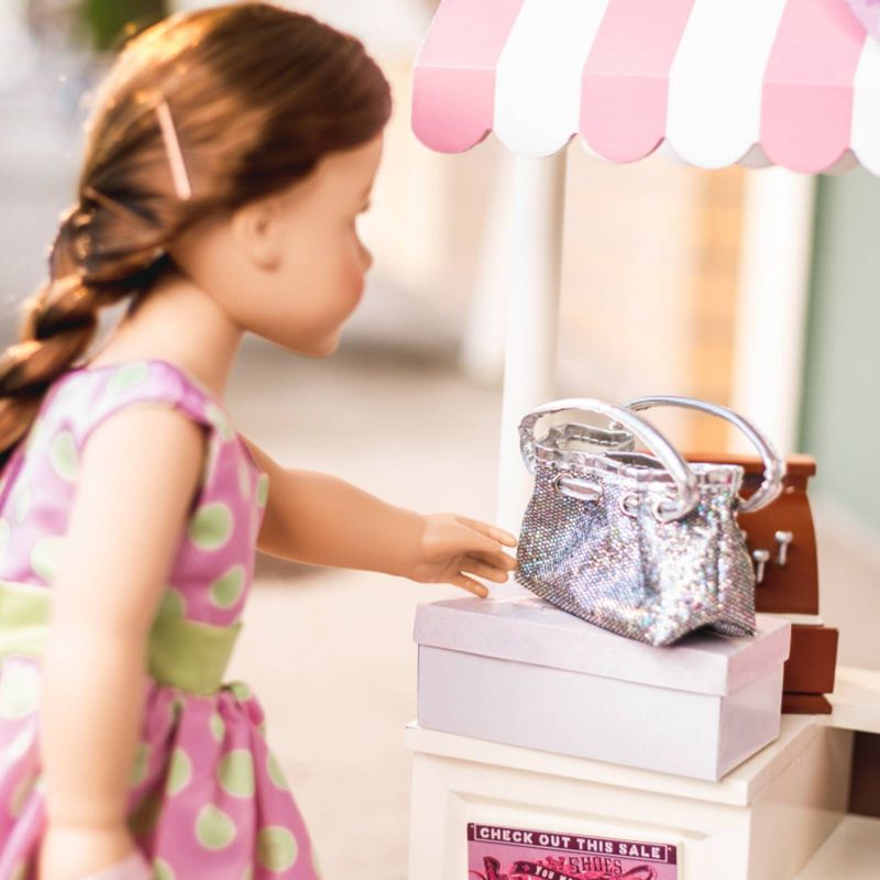 The Queen's Treasures 18" Doll Designer Silver Handbag & Shoes Accessory Set