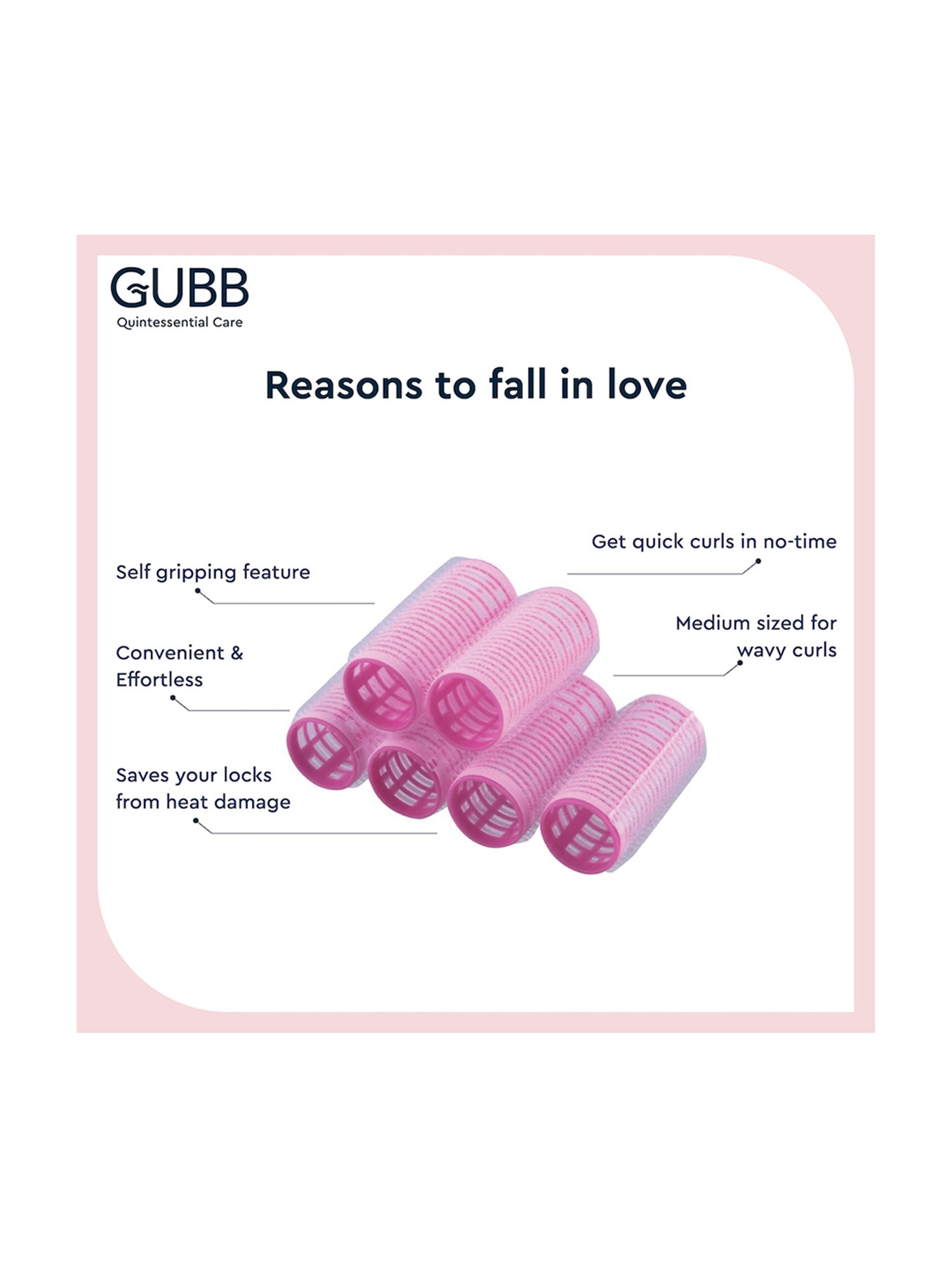 GUBB Hair Rollers for Hair Curling - 6 Medium Hair Curlers