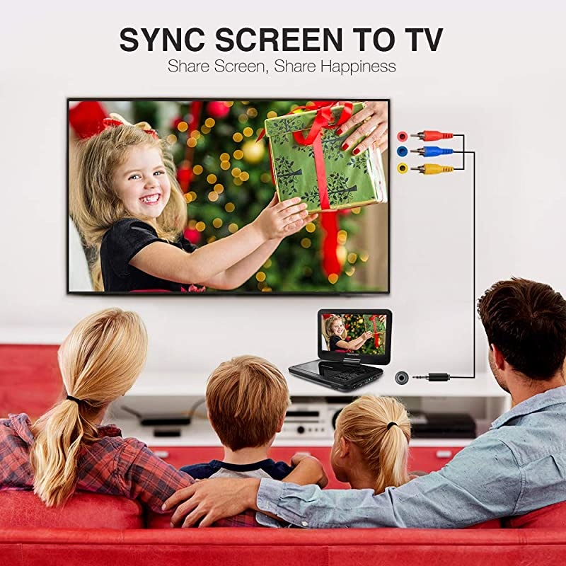 12 Portable DVD Player with 5Hour Rechargeable Battery 10 Swivel Display Screen SD Card Slot and USB Port with 18 Meter Car Charger and Power Adaptor Region Free Blue