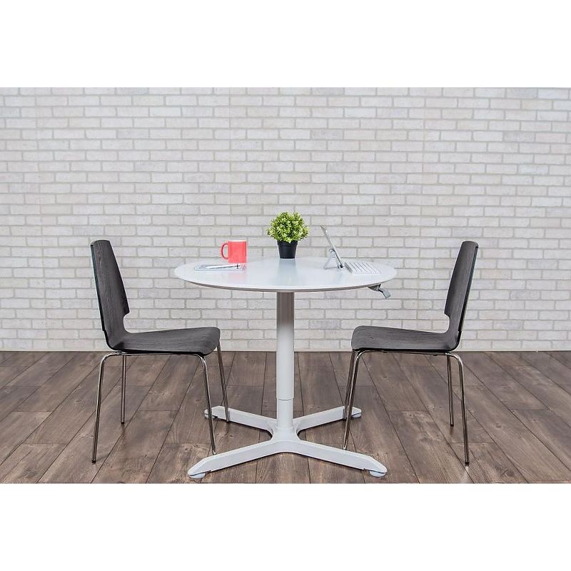 Luxor 36 Round Height Adjustable Caf'e Table, White LX-PNADJ-36RD