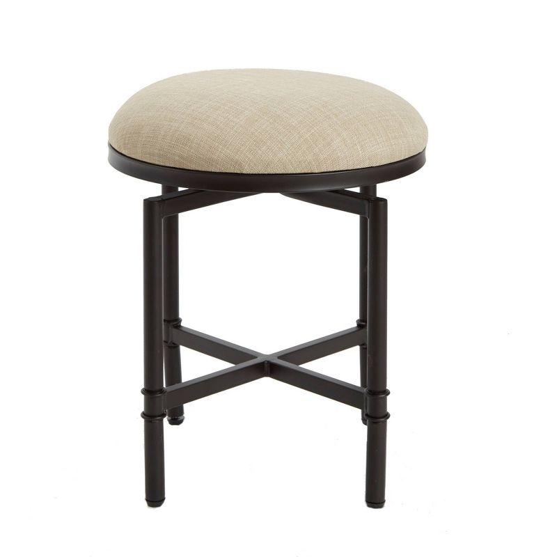 Round Linen Swivel Vanity Stool Off White - Silverwood
