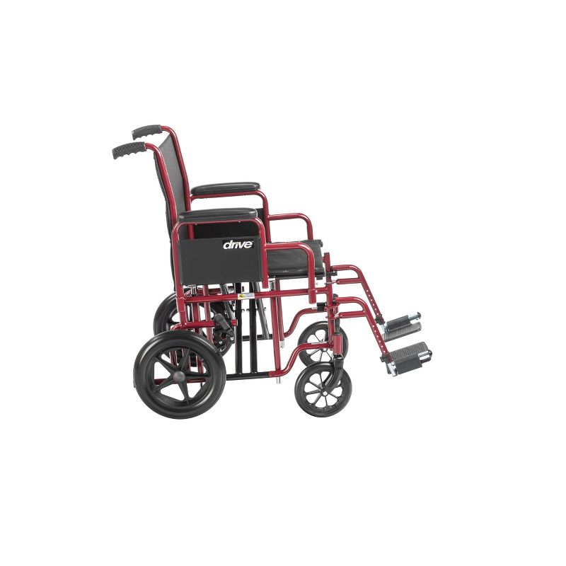 Drive Medical Bariatric Heavy Duty Transport Wheelchair with Swing Away Footrest, 20" Seat, Red