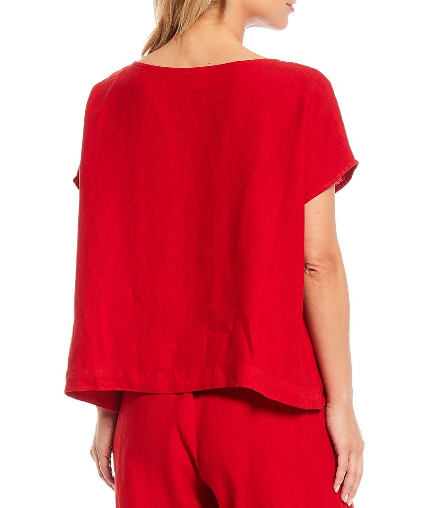 Bryn Walker Bessie Light Linen Cap Sleeve Button Front Boxy Shirt