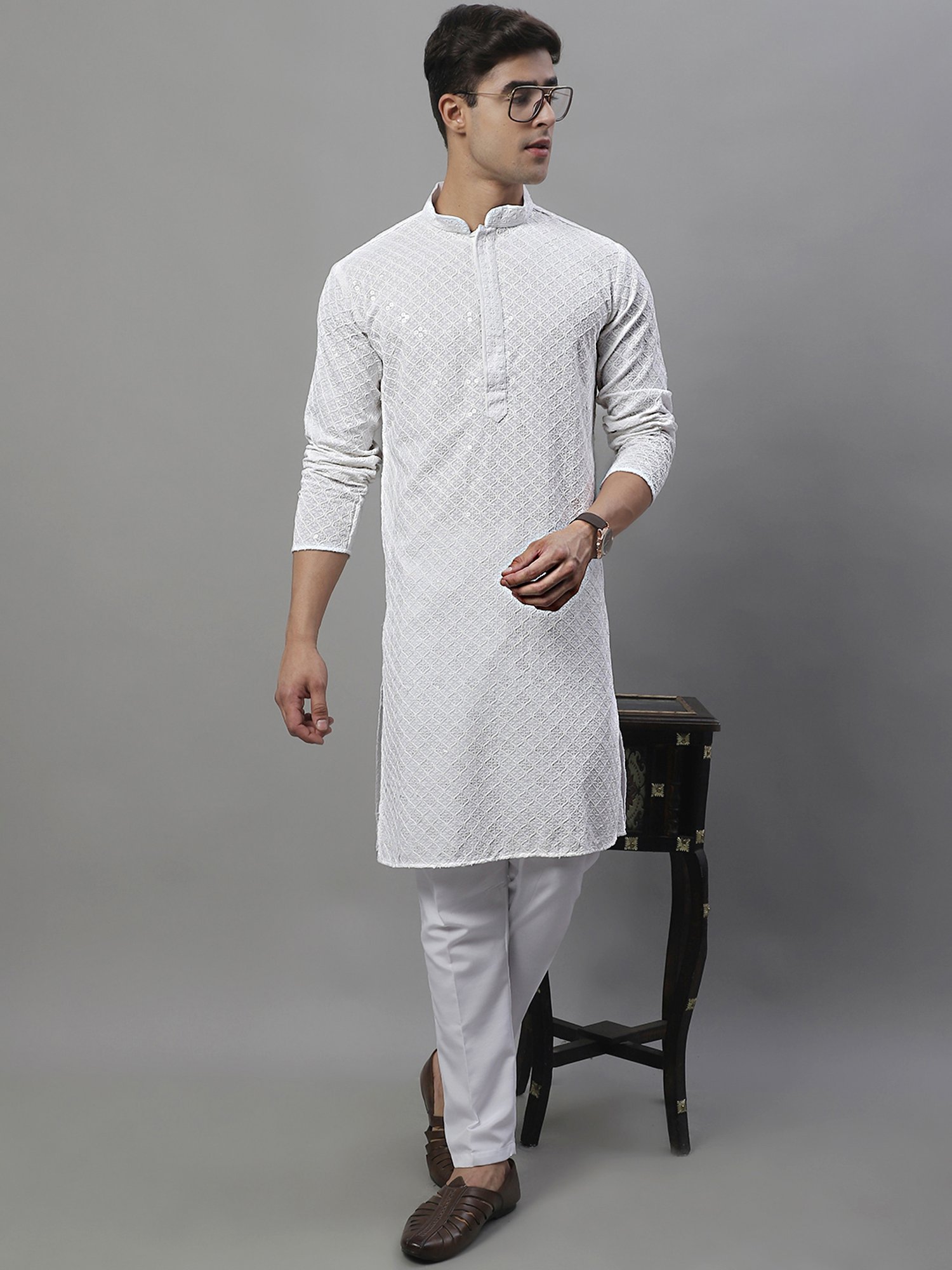 Manthan Red Full Sleeves Solid Kurta
