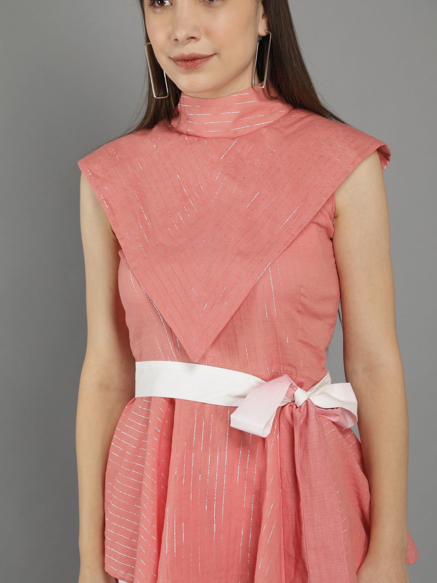 KAORI BY SHREYA AGARWAL Peach Cotton Striped Co-Ords Set