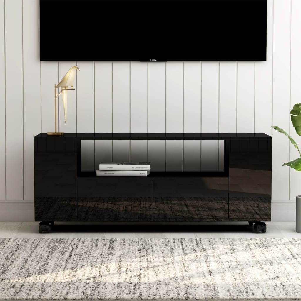 vidaXL TV Cabinet High Gloss Black Chipboard HiFi Unit Stereo Stand Lowboard