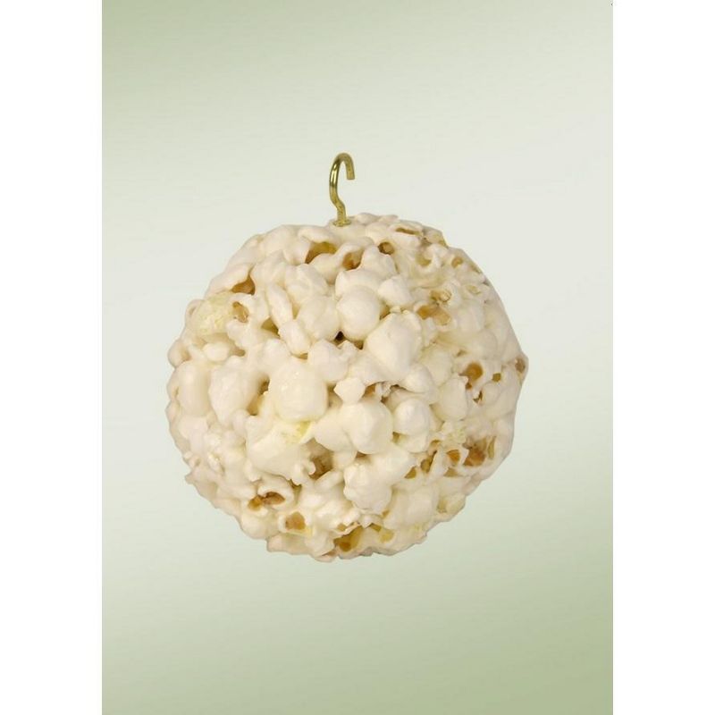 Byers Choice Set of 4 Coated Popcorn Balls with Red Bow Christmas Ornaments 4.25"